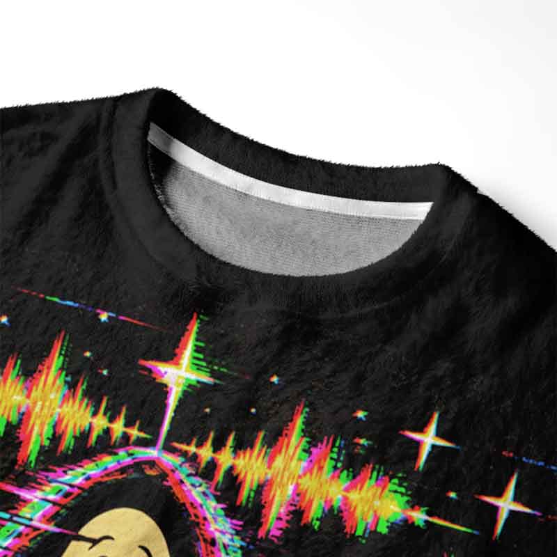 Soulisfree Glitch Sunflower Field Fuzzy Crewneck Sweater