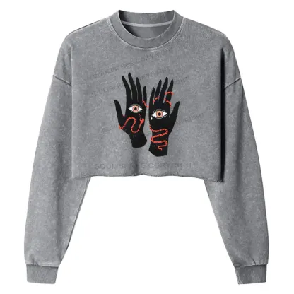 The Eyes Will Not Deceive You Washed Cropped Sweatshirt