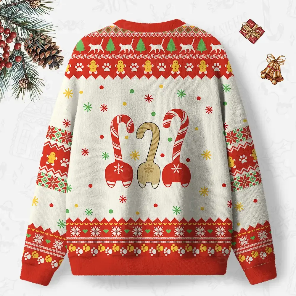 Bakery Cat Ugly Christmas Knit Sweatshirt