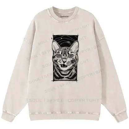Hypnotic Cat Washed Sweatshirts