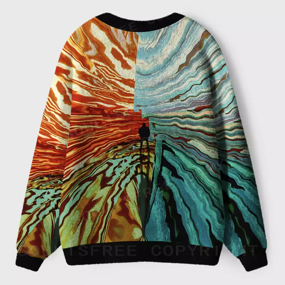 Chromatic Swirl Abstract Ugly Cardigan Sweaters