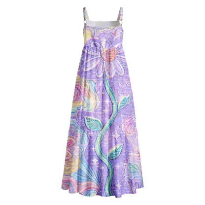Soulisfree Holographic Rainbow Garden Boho Maxi Dress