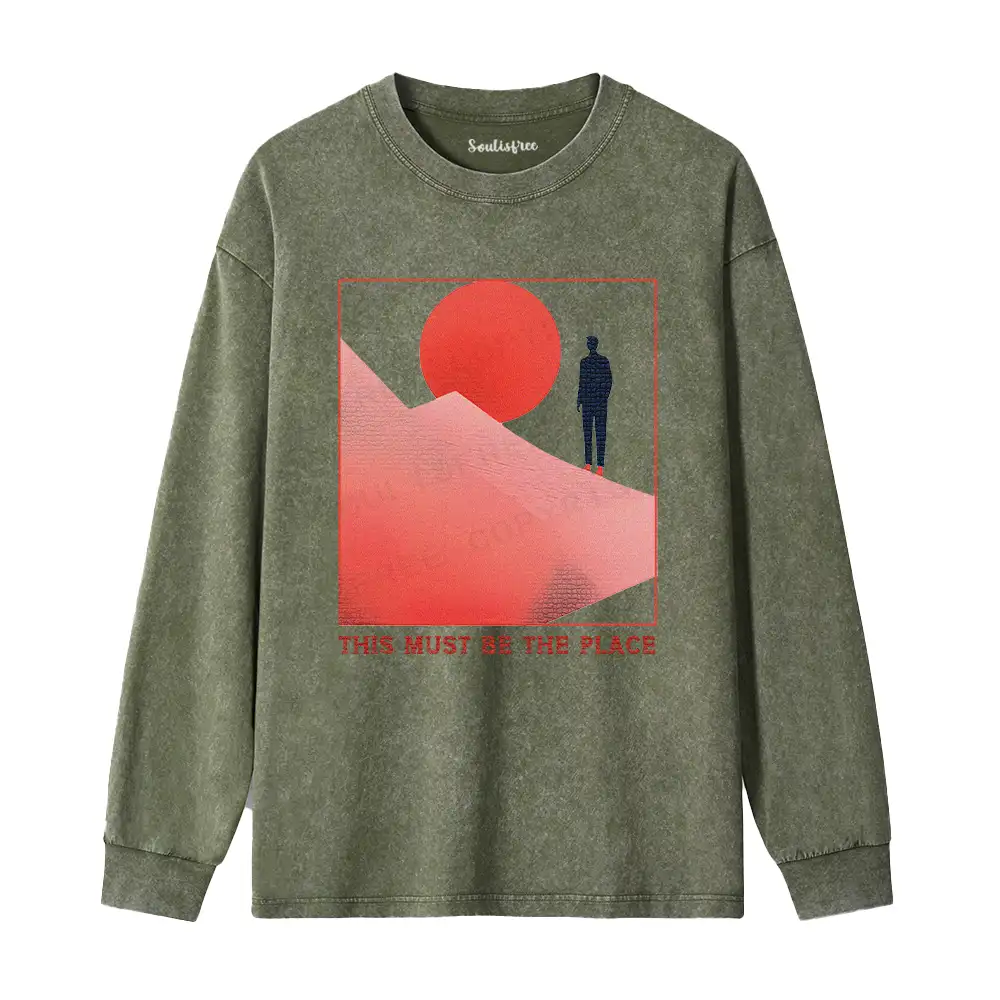Must Be The Place Washed Long Sleeve Shirt