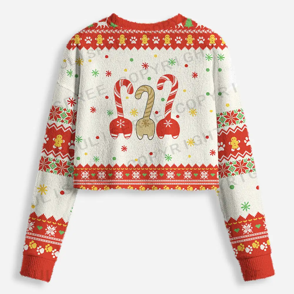 Bakery Cat Cropped Ugly Christmas Sweater