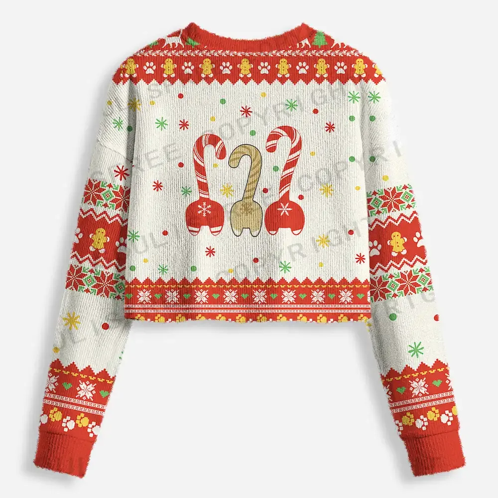 Bakery Cat Cropped Ugly Christmas Sweater
