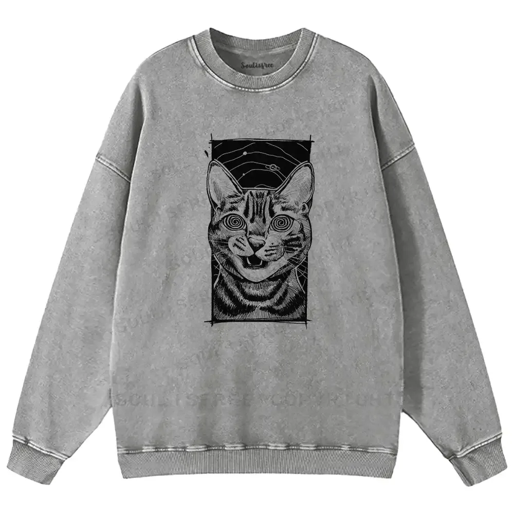 Hypnotic Cat Washed Sweatshirts
