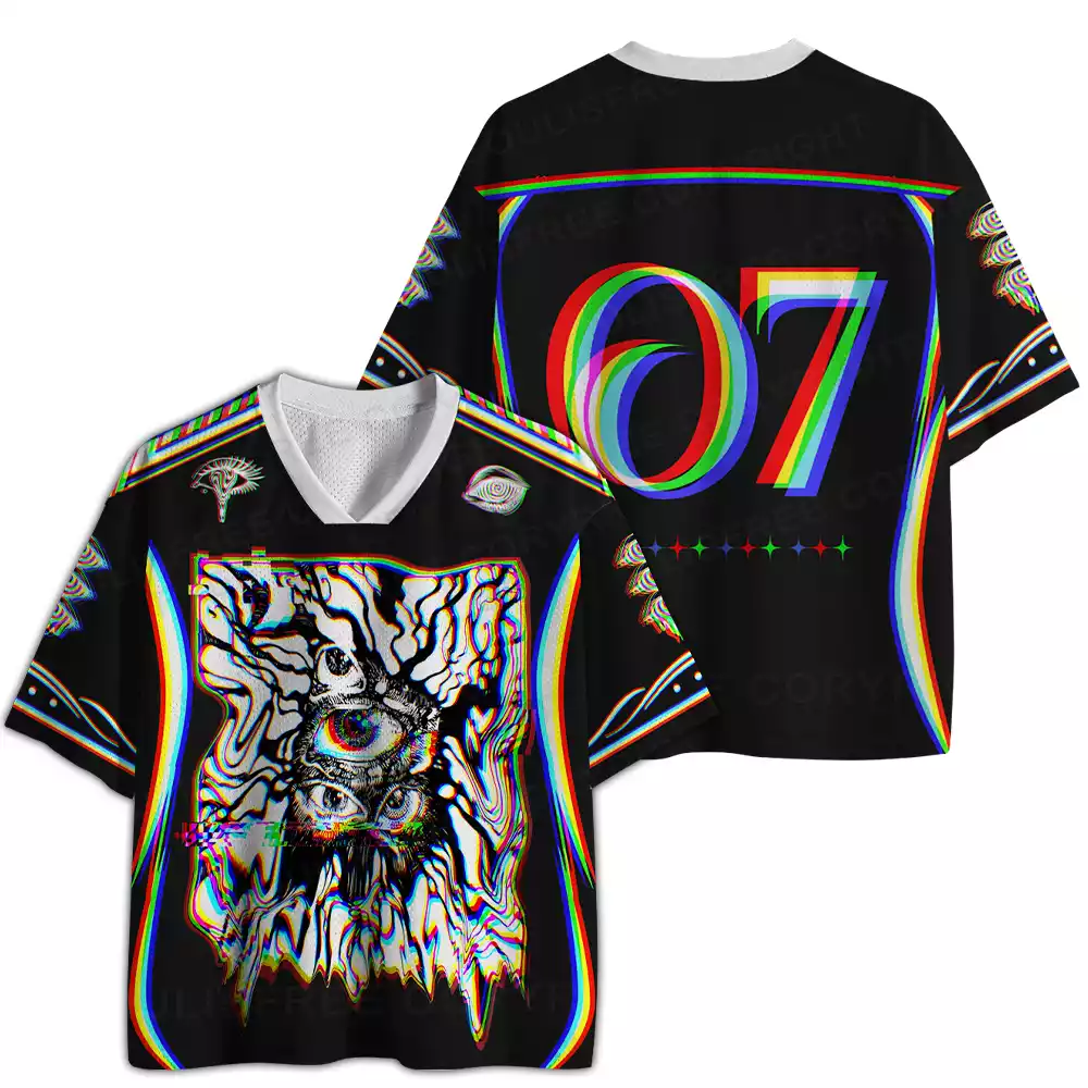 Chromatic Glitch Multi-Eye Mesh Jersey