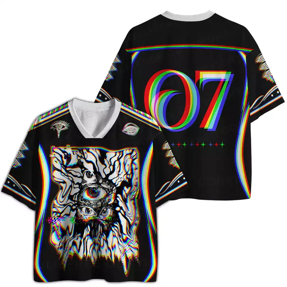 Chromatic Glitch Multi-Eye Mesh Jersey