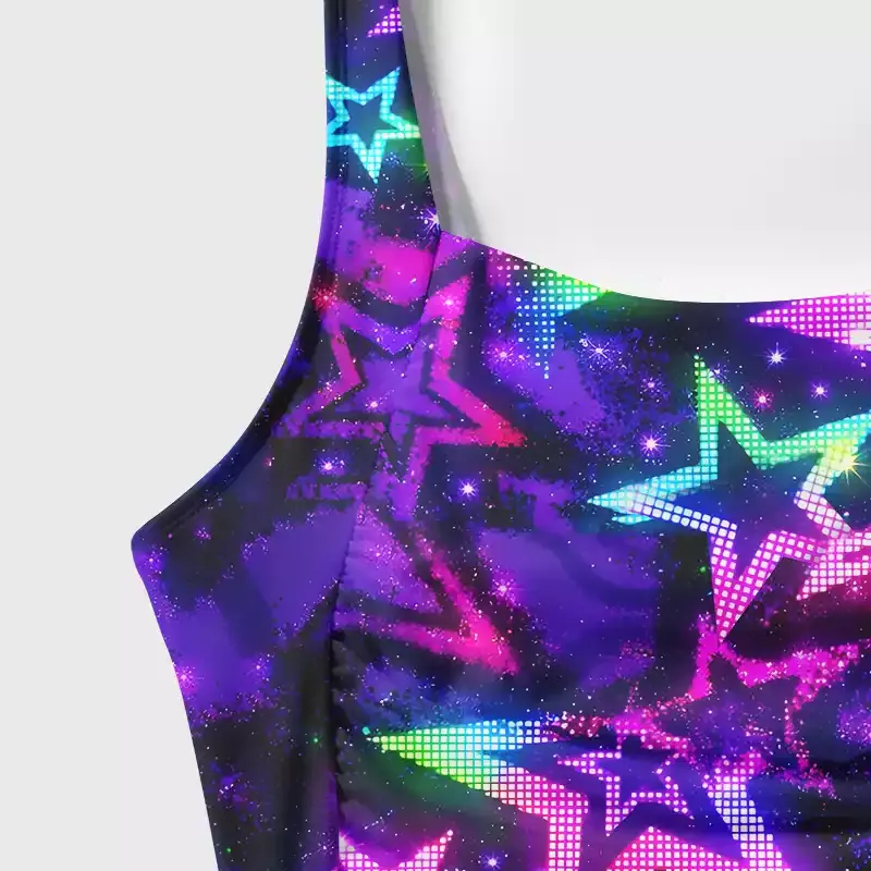 Soulisfree Neon Galaxy Star One‑Piece Swimsuit