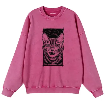 Hypnotic Cat Washed Sweatshirts