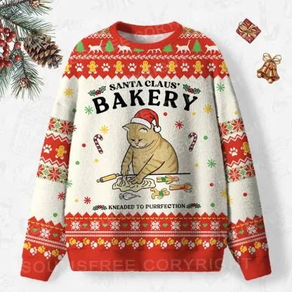 Bakery Cat Ugly Christmas Knit Sweatshirt