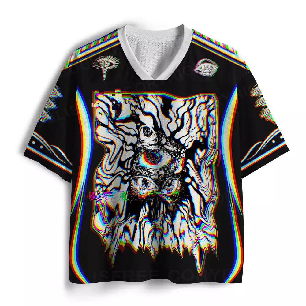 Chromatic Glitch Multi-Eye Mesh Jersey