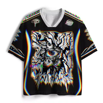Chromatic Glitch Multi-Eye Mesh Jersey