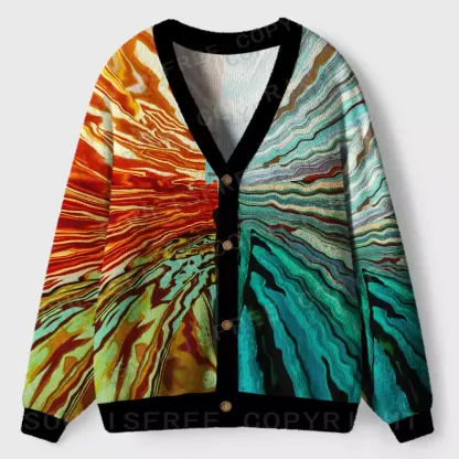 Chromatic Swirl Abstract Ugly Cardigan Sweaters