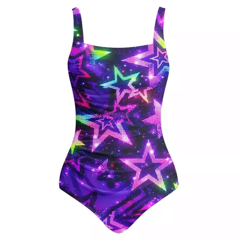 Soulisfree Neon Galaxy Star One‑Piece Swimsuit
