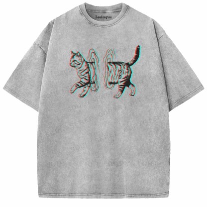 Soulisfree  GLITCHED DIMENSION CAT Washed Tee