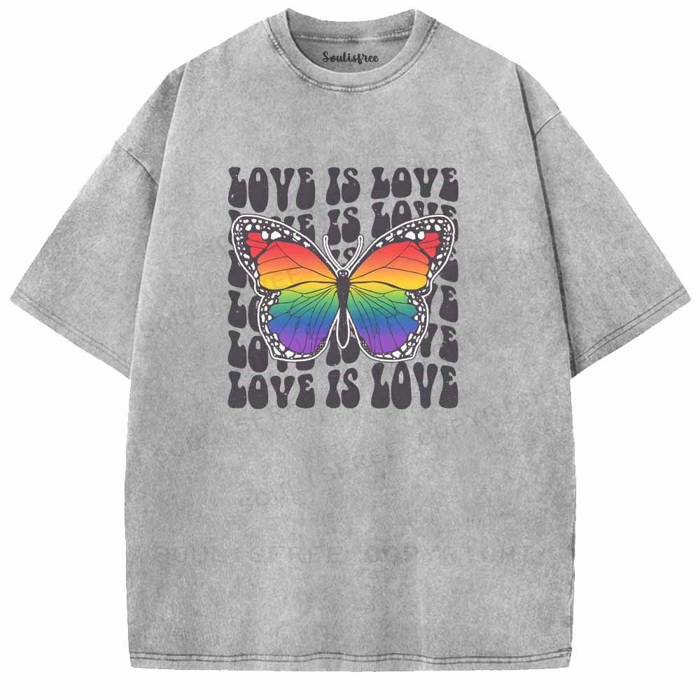Soulisfree  LOVE IS LOVE Washed Tee