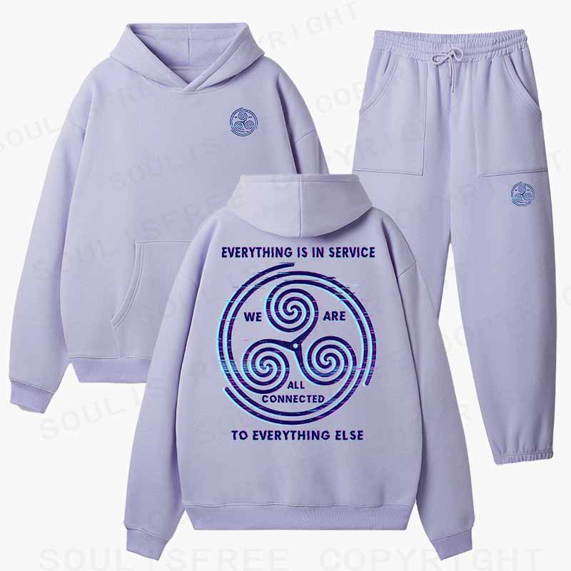 Soulisfree  EVERYTHING IS IN SERVICE Cotton Fleece Hoodie Set