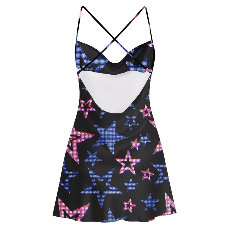 Soulisfree Glow-In-The-Dark Stars Satin Mini Dress