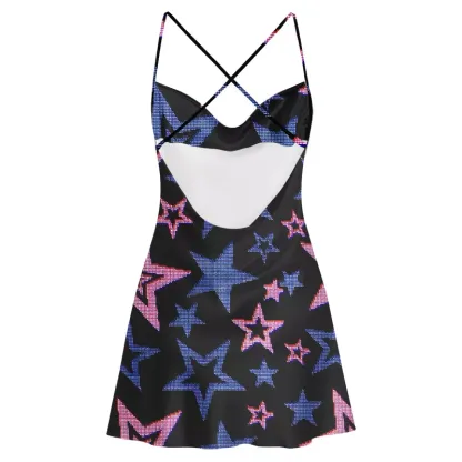 Soulisfree Glow-In-The-Dark Stars Satin Mini Dress
