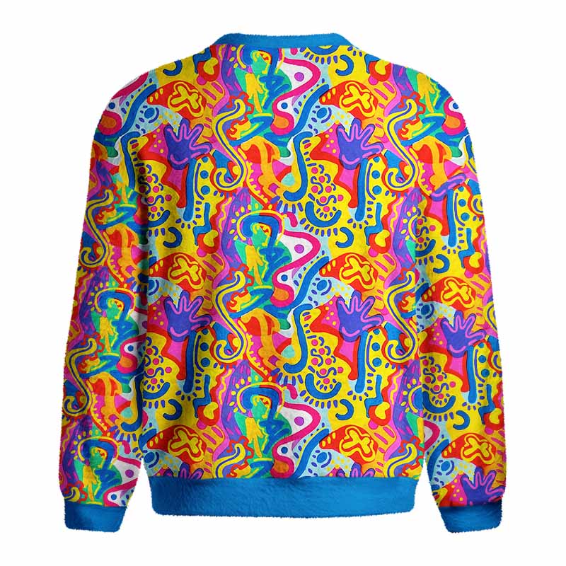 Soulisfree Psychedelic Vibes Fuzzy Crewneck Sweater