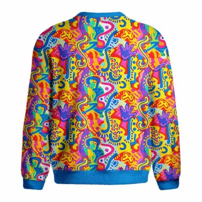 Soulisfree Psychedelic Vibes Fuzzy Crewneck Sweater
