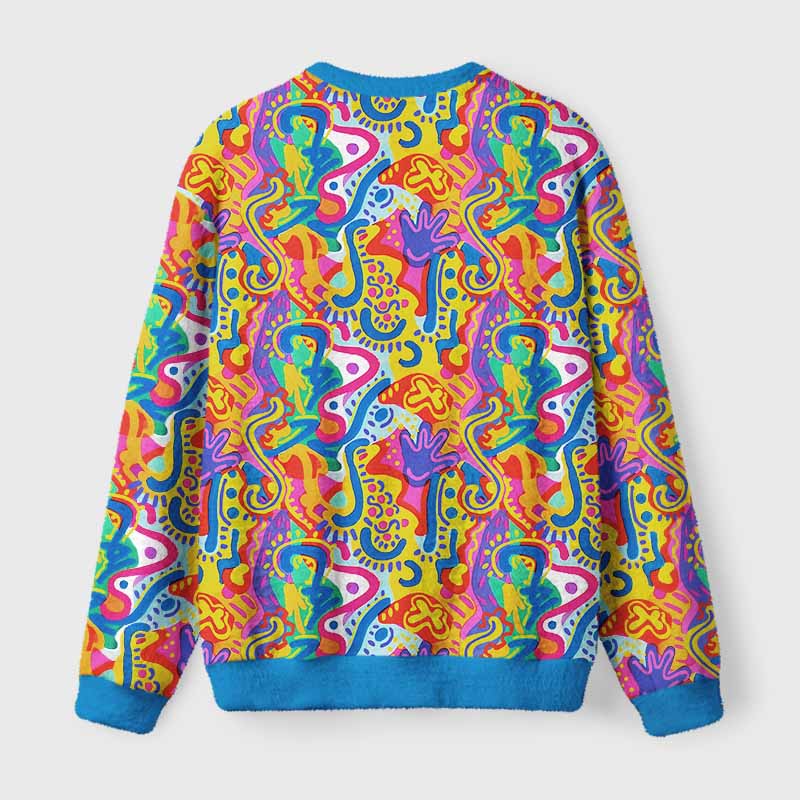 Soulisfree Psychedelic Vibes Fuzzy Crewneck Sweater