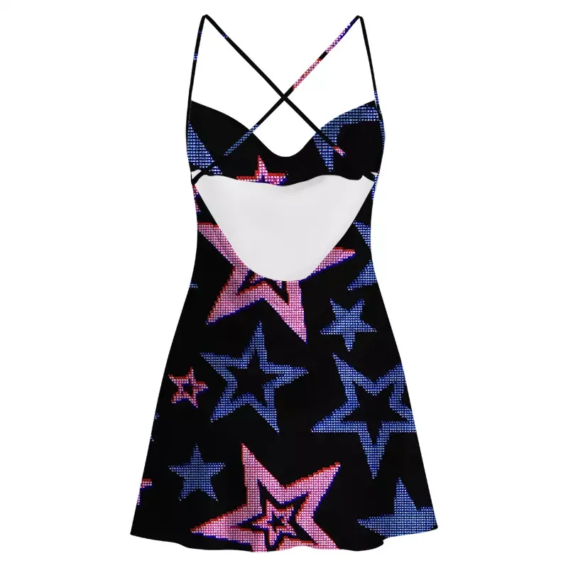 Soulisfree Glow-In-The-Dark Stars Satin Mini Dress