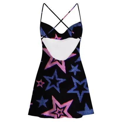 Soulisfree Glow-In-The-Dark Stars Satin Mini Dress
