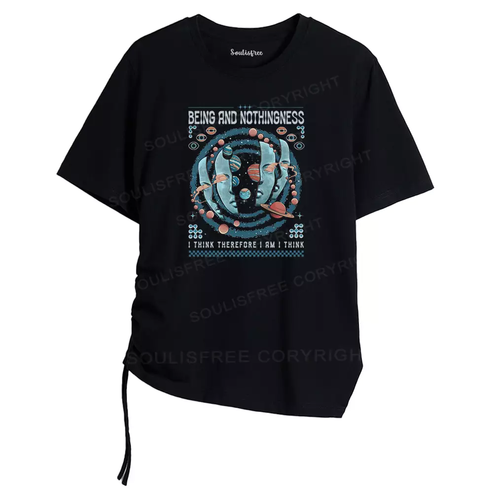 Being and Nothingness Asymmetrical Top With Side Drawstring