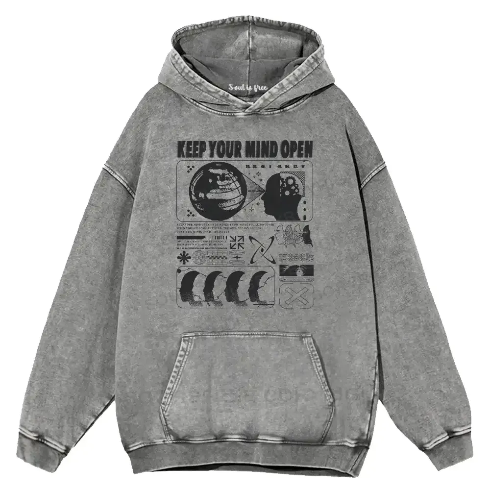 Keep Your Mind Open Washed Hoodie