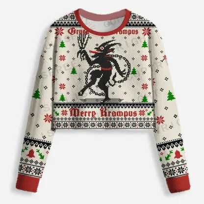 Merry Krampus Cropped Ugly Christmas Sweater