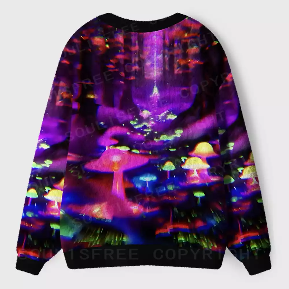 Neon Psychedelic Mushroom Ugly Cardigan Sweaters