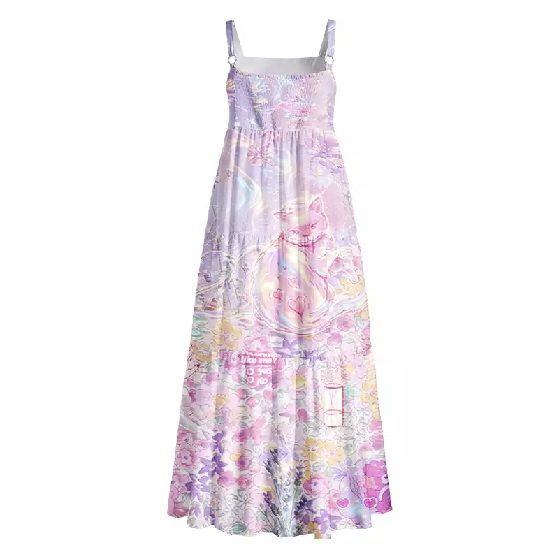 Soulisfree Iridescent Floral Fantasy Boho Maxi Dress