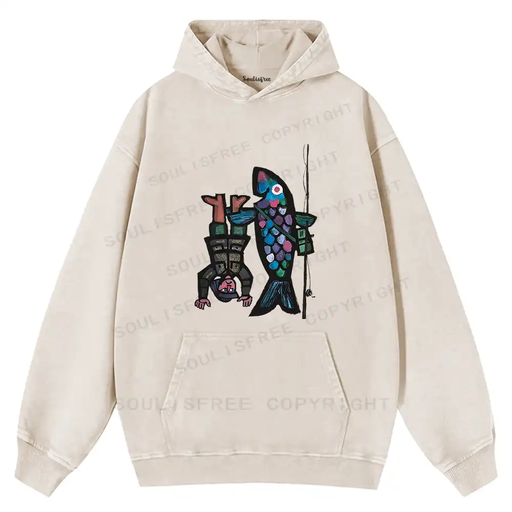 Fishing For Man's Fish Washed Hoodie