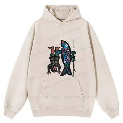 Fishing For Man's Fish Washed Hoodie