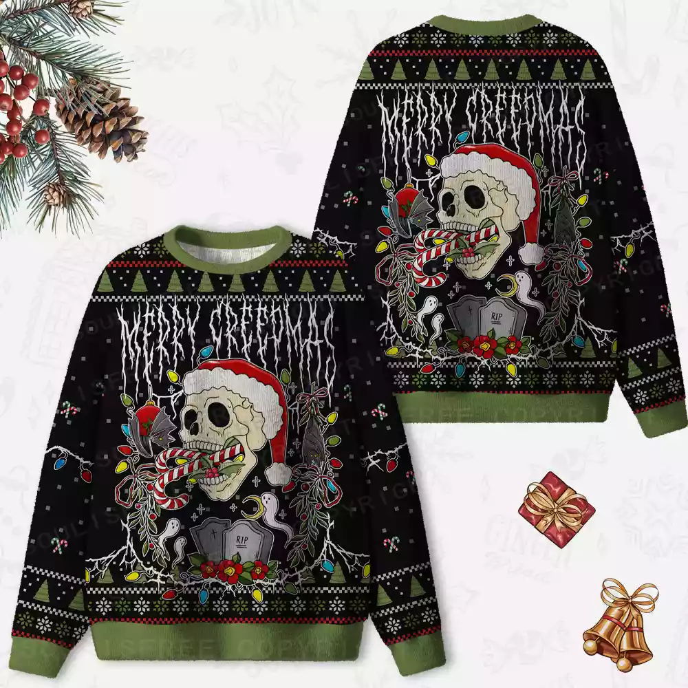 Merry Creepmas Ugly Christmas Knit Sweatshirt
