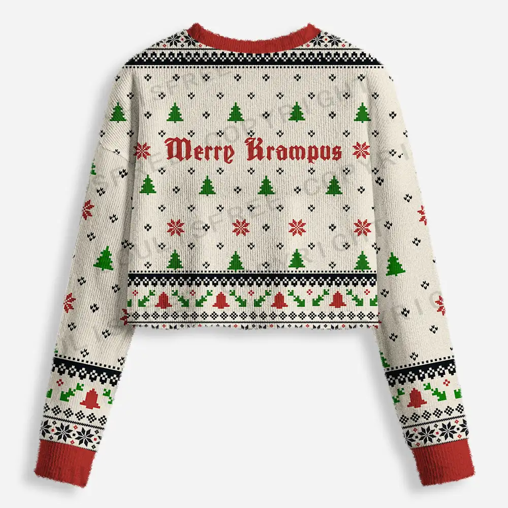 Merry Krampus Cropped Ugly Christmas Sweater