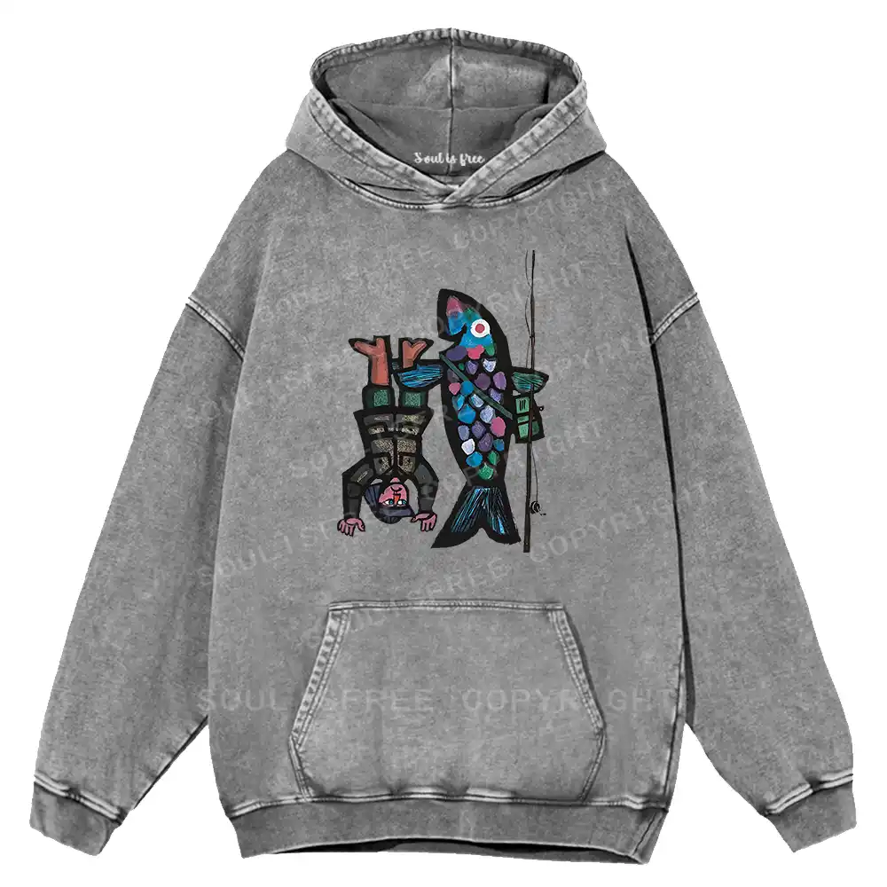 Fishing For Man's Fish Washed Hoodie
