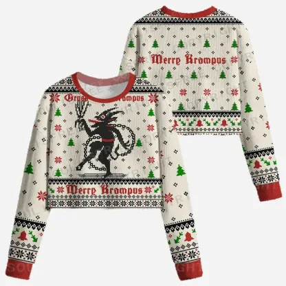Merry Krampus Cropped Ugly Christmas Sweater
