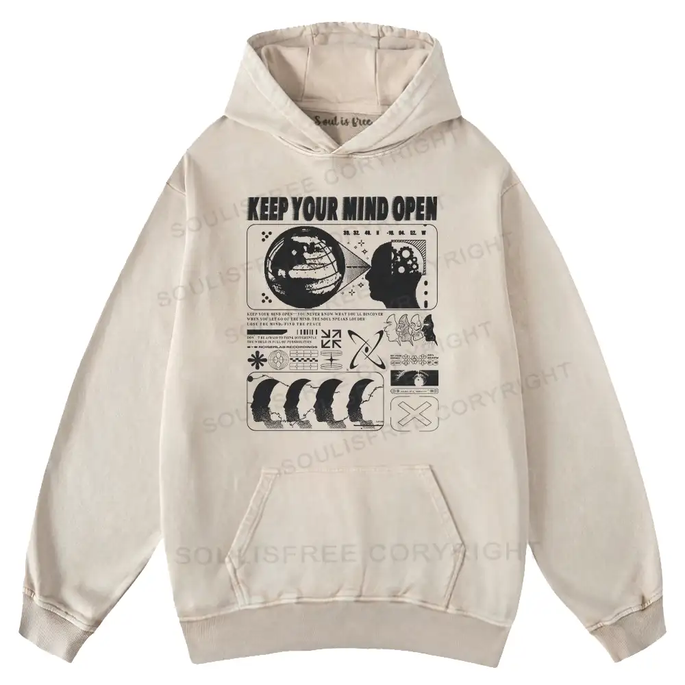 Keep Your Mind Open Washed Hoodie