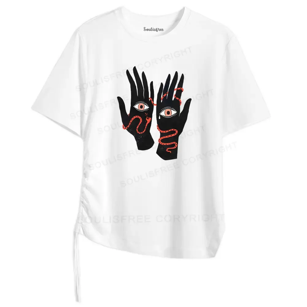 DesignedThe Eyes Will Not Deceive You Asymmetrical Top With Side Drawstring