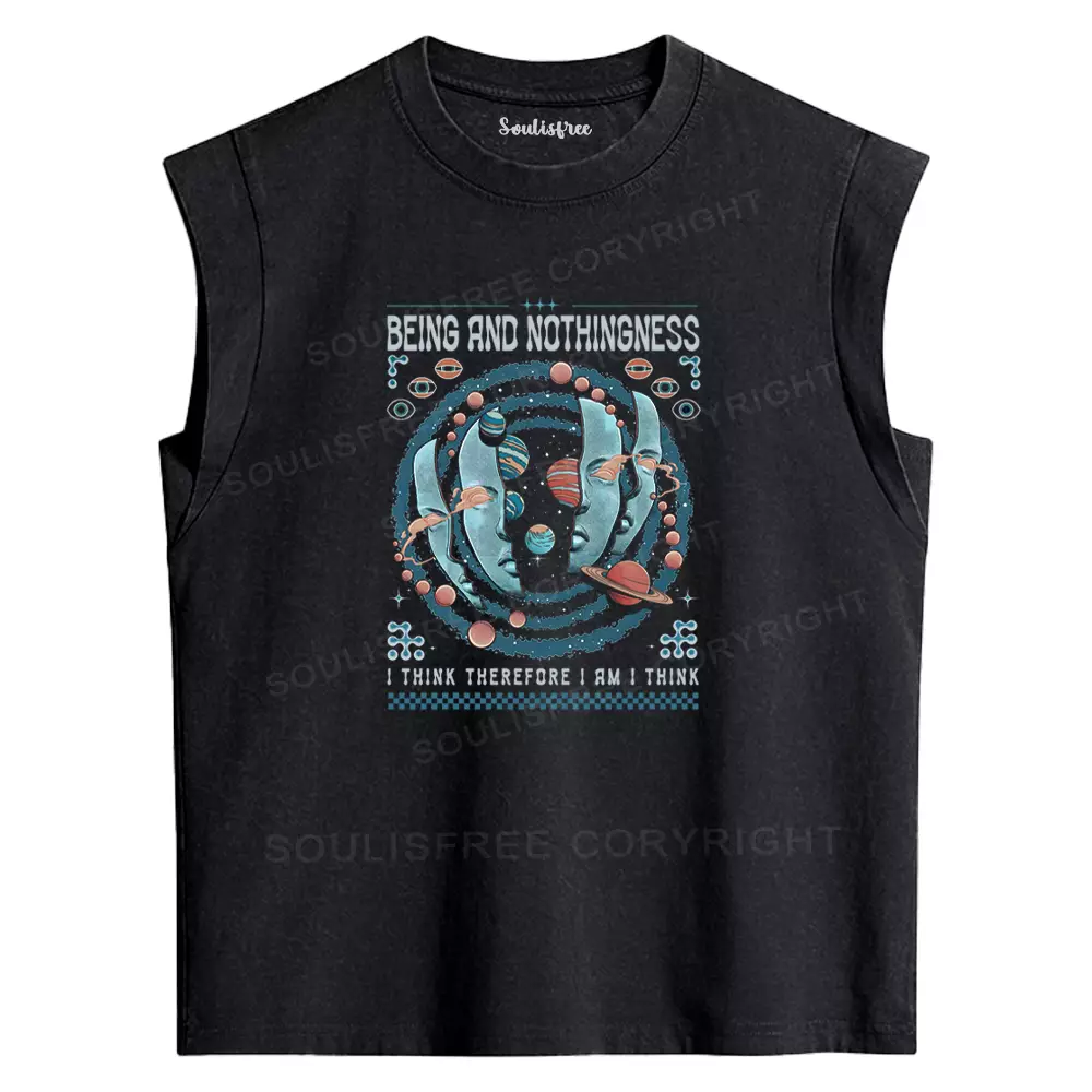 Being and Nothingness Washed Tank Tops