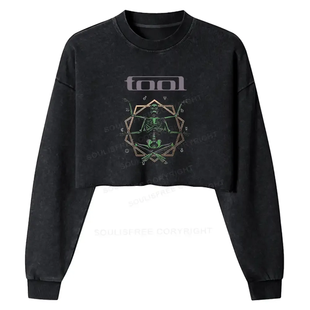 Designed Soul Meditation Washed Cropped Sweatshirt