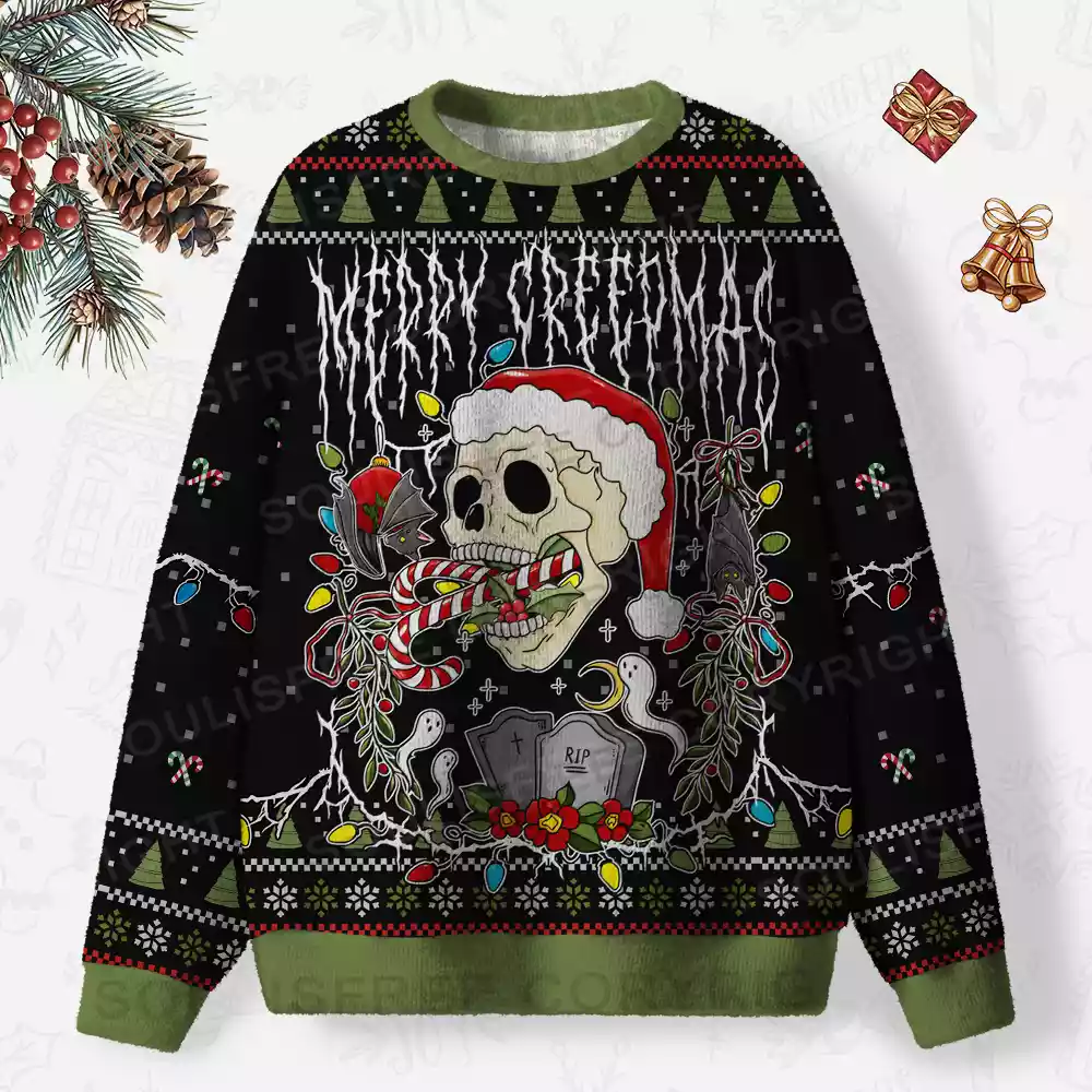 Merry Creepmas Ugly Christmas Knit Sweatshirt