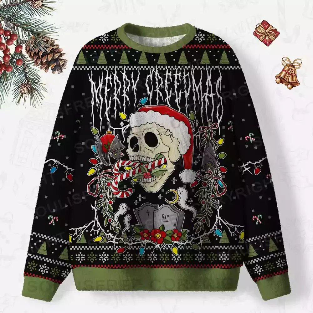Merry Creepmas Ugly Christmas Knit Sweatshirt