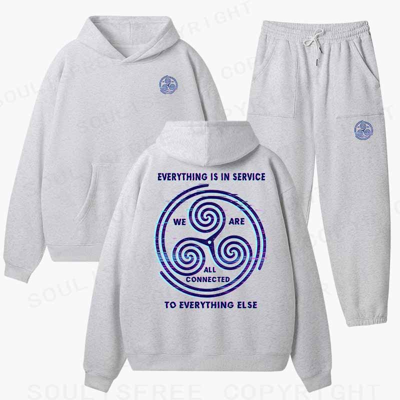 Soulisfree  EVERYTHING IS IN SERVICE Cotton Fleece Hoodie Set