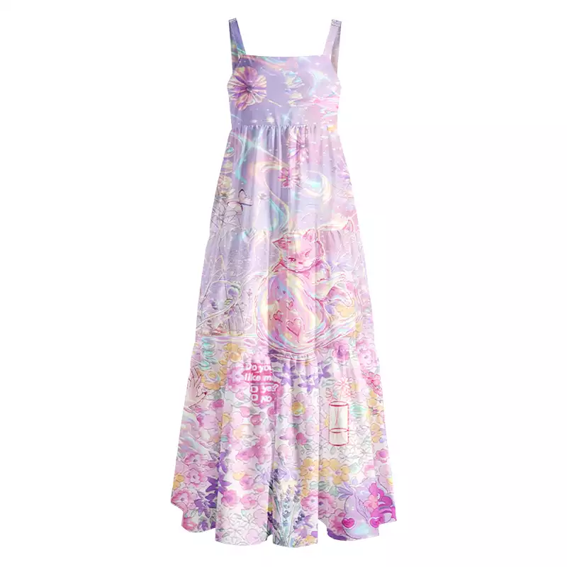 Soulisfree Iridescent Floral Fantasy Boho Maxi Dress