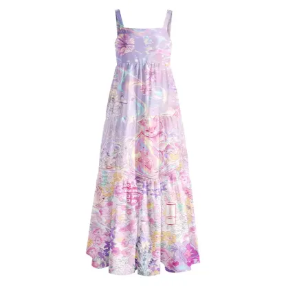 Soulisfree Iridescent Floral Fantasy Boho Maxi Dress