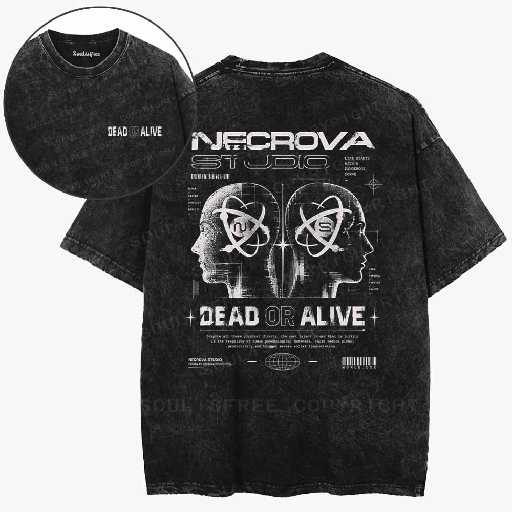 Soulisfree  DEAD OR ALIVE Washed Tee